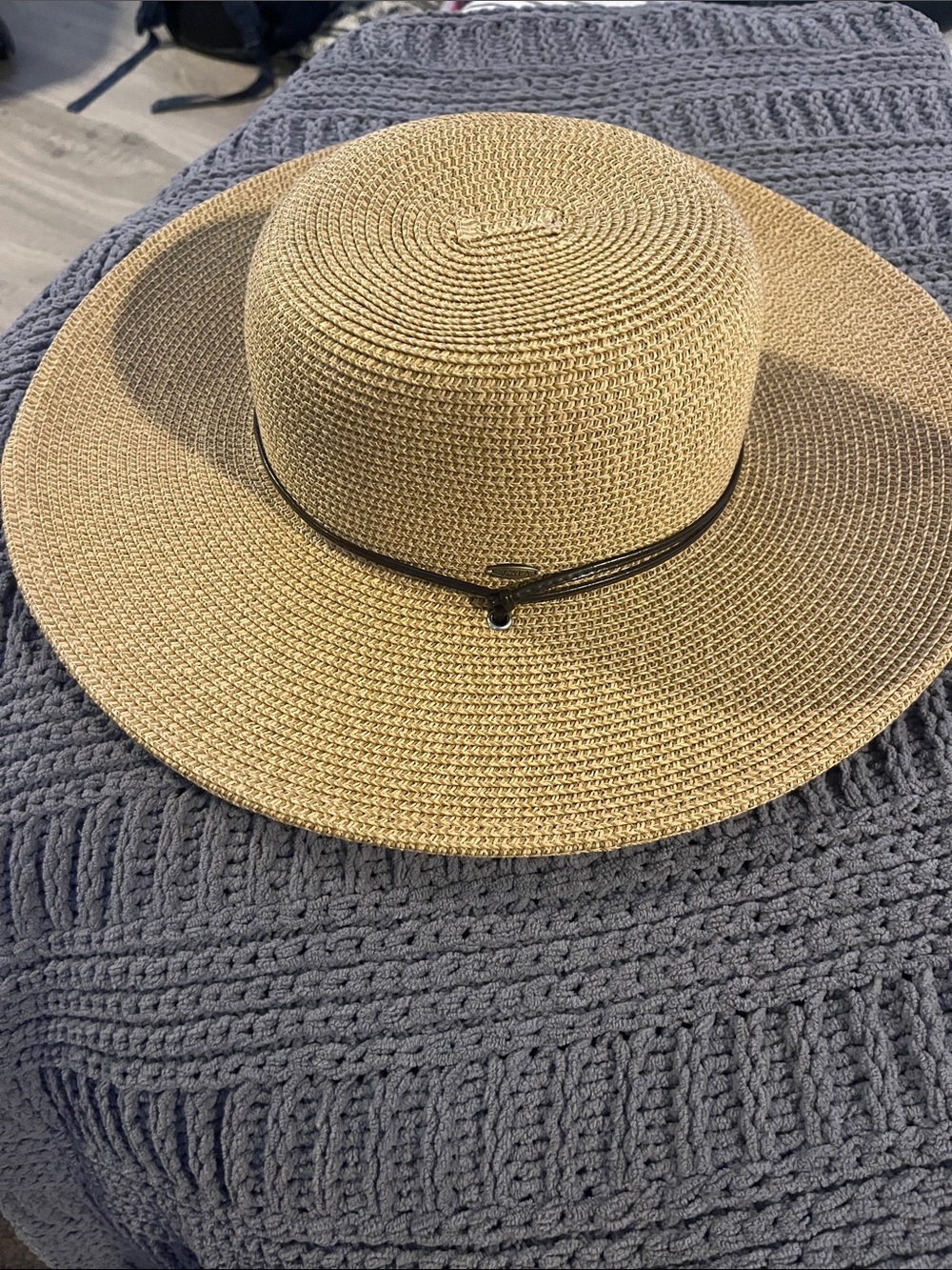 Scala Handmade Straw Wide Brim Sun Hat with Slim Band - Natural